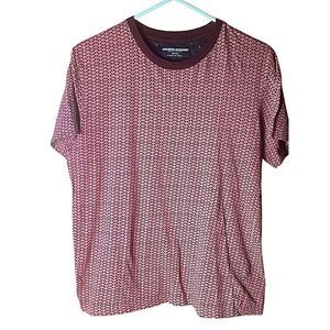 Eight Avenue Mens Burgundy Geometric Print Short Sleeve T-Shirt Size Small